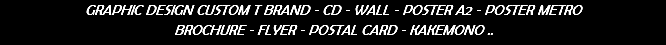 GRAPHIC DESIGN CUSTOM T BRAND - CD - WALL - POSTER A2 - POSTER METRO BROCHURE - FLYER - POSTAL CARD - KAKEMONO ..